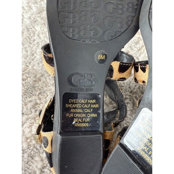 Gianni Bini Sz 8 Cheetah Animal Print Real Fur Calf Hair Sandals - Picture 10 of 10